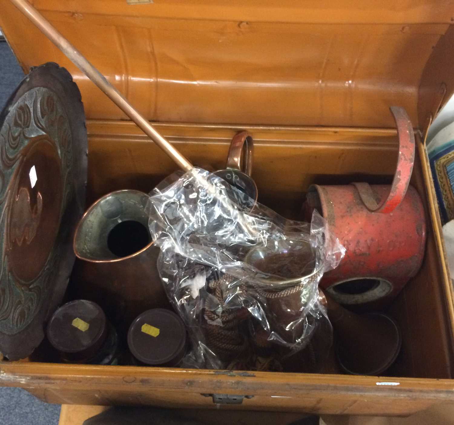 A Tin Trunk, containing copper, silver cigarette case, etc - Image 3 of 14