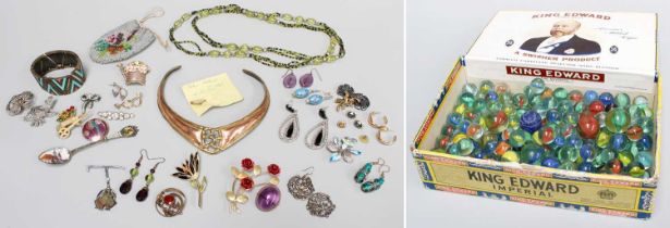 A Quantity of Costume Jewellery, including paste set items, beaded necklaces etc; together with A