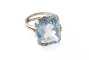 A Synthetic Blue Spinel Ring, finger size Q