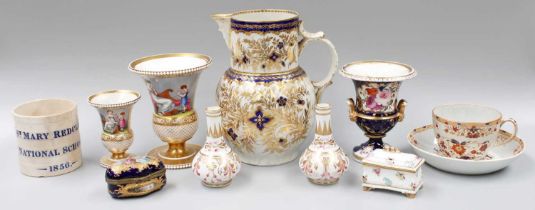 A Collection of 18th century and Later Ceramics, including a Spode Feldspar part garniture,