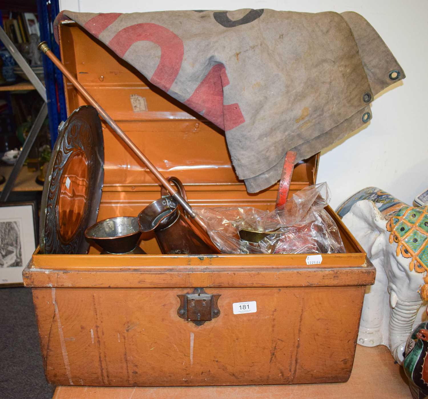 A Tin Trunk, containing copper, silver cigarette case, etc - Image 2 of 14