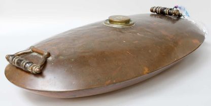 A 19th-century Copper Carriage Warming Pan, with twin handles