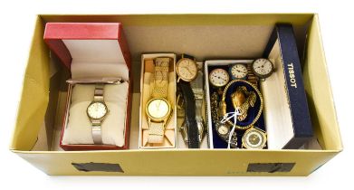 An 18 Carat Gold Waltham Enamel Dial Wristwatch, A Lady's Plated Tissot Wristwatch, with Tissot box,