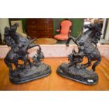 A Pair of Spelter Marley Horses (a/f)