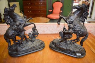 A Pair of Spelter Marley Horses (a/f)