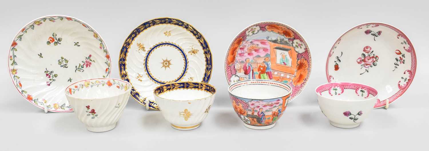 A Collection of Mainly 18th Century English Porcelain Tebowls and Saucers, including: Flight - Image 3 of 4