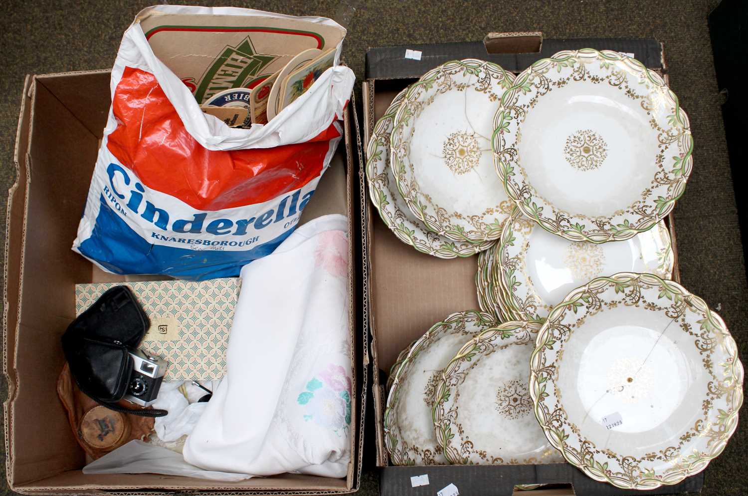 Five Boxes of Miscellaneous Items, including silver mounted inkwells and scent bottle, silver plated - Image 4 of 4