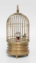 A Reproduction Brass Birdcage Automaton Alarm Clock, 16cm