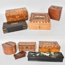 Assorted Victorian Boxes, including marquetry examples, a coromandel instrument box and a