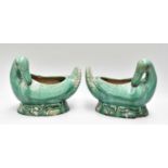 A Pair of Chinese Earthenware Bowls, Qing Dynasty, each modelled as a duck preening its feathers,