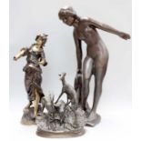 Three Reproduction Spelter Figures