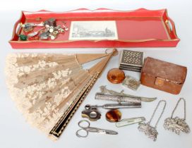 Various Curiosities, including, scent bottle Vizagapatam box, silver plated and mother of pearl