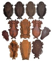 Taxidermy Shields: A Collection of Carved Austro-German Shields, modern, twelve carved Austro-German