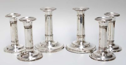 A Pair of Edward VII Silver Candlesticks, by Israel Sigmund Greenberg, Birmingham, 1904, in the