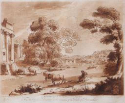 Earlom after Claude Lorrain (1600-1682) Cattle crossing a river Mezzotint and etching, together with