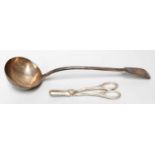 A George IV Silver Soup-Ladle and a Pair of George V Silver Grape Scissors, the soup-ladle by