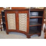 A Regency Mahogany Chiffonier, with crossbanded and strung inlay, concave and brass grill fronted