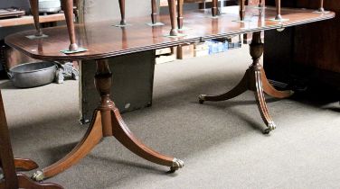 A 20th Century Mahogany Twin Pedestal Dining Table, 206cm by 92cm by 75cm