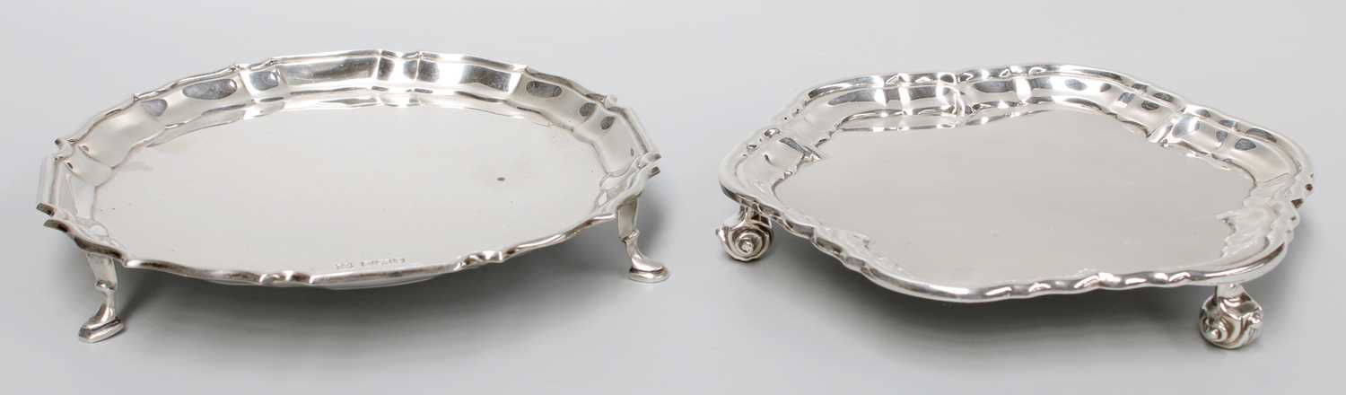A Victorian Silver Waiter and a George V Silver Waiter, One by William Hutton and Sons, London, 1895
