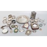 A Collection of Assorted Silver and Objects of Vertu, comprising a circular dish, the rim chased