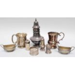 A Collection of Assorted Silver and Silver Plate, the silver including a mug; two differing