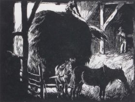 George Soper RA (1870-1942) The Hay Barn Signed in pencil, wood block print; together with an