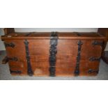 A 19th Century Metal Bound Dome Topped Oak Trunk, 104cm by 50cm by 47cm; together with two 19th-