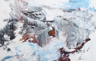 James Hawkins 'Sleat Showers Loch 'A Bhraion?' Signed mixed media on board The provenance: The