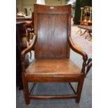 An 18th Century Elm Panel Back Armchair