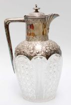 A Victorian Silver-Mounted Cut-Glass Claret-Jug, by Atkin Brothers, Sheffield, 1895, the cut-glass