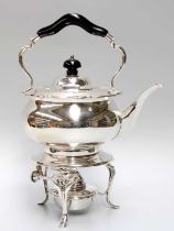 A George V Silver Kettle, Stand and Lamp, by Atkin Brothers, Sheffield, 1929, the kettle bombé and