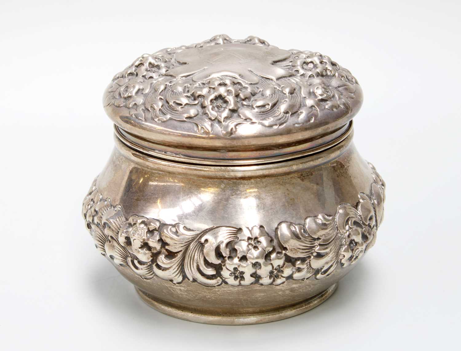 An American Silver Box, by Gorham, Providence, Rhode Island, Late 19th Century, baluster, chased
