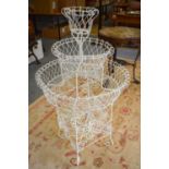 A Victorian Style Wirework Plant Stand, in white 62cm diameter, 120cm high  In overall good