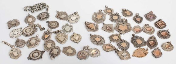 A Quantity of Silver Fob Medals, Victorian and later (qty)