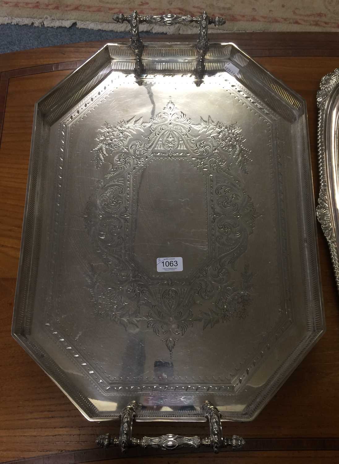 A Silver Plated Twin Handled Tray, with gallery top and another (2)