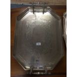 A Silver Plated Twin Handled Tray, with gallery top and another (2)