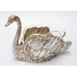 A Continental Silver Small Jardiniere in the Form of a Swan, With English Import Marks for Henry