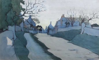 Alexandra Forbes Sandberg (20th Century) A Country Lane Signed, watercolour, 21.5cm by 35.5cm