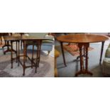 A Victorian Mahogany Sutherland Table, 103cm by 80 by 74cm, and a spider legged table of similar