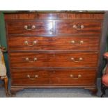 An Early 19th Century Mahogany Four Height Chest of Drawers, raised on ogee bracket supports,