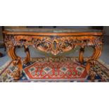 A Reproduction Marquetry Inlaid Carved Coffee Table, 120cm by 71cm by 54cm