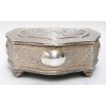 An Egyptian Silver Box, Tanta, Second Half 20th Century, 900 Standard, shaped oblong and on four