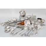 A Collection of Assorted Silver and Silver Plate, the silver including a small two-handled cup; a