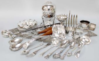 A Collection of Assorted Silver and Silver Plate, the silver including a small two-handled cup; a
