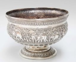 An Indian Silver Bowl, Apparently Unmarked, Late19th/Early 20th Century, circular, the sides
