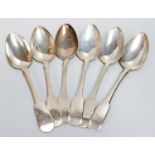A Set of Six George III Silver Table-Spoons, by William Bateman, London, 1815, Fiddle pattern,