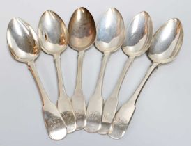 A Set of Six George III Silver Table-Spoons, by William Bateman, London, 1815, Fiddle pattern,