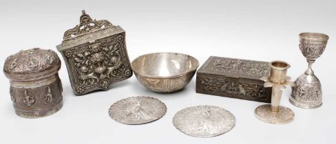 A Collection of South East Asian and Ottoman Silver and Metalware, including an Ottoman silver bowl,