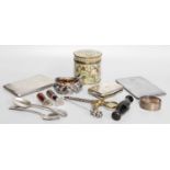 A Collection of Assorted Silver and Other Items, the silver including two differing teaspoons, one