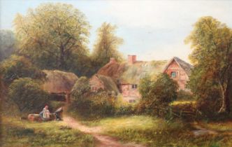 British School (19th Century) "Cottage at Dale" Oil on canvas, signed and inscribed to stretcher